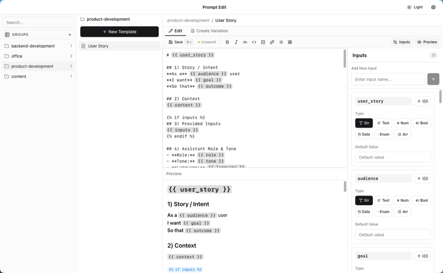 Prompt Edit application screenshot